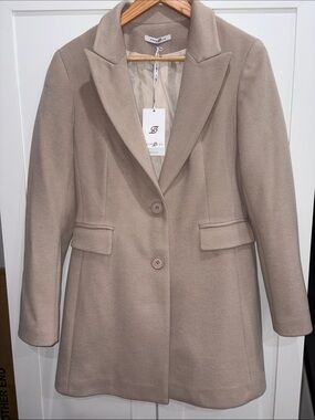 Made In Italy 🇮🇹 Women's Beige Tailored Wool-Blend Coat